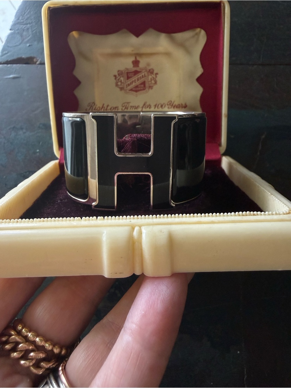 BIG H 👀 Hermes Paris Black and Silver Enamel Clic Clak Bracelet